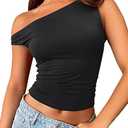Trendy Queen Womens Summer Off The Shoulder Tops Going Out T Shirts Crop Tank Top Fashion Clothes Spring Outfits 2025, L