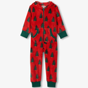 Kids Trees On Red Hooded Fleece Jumpsuit, Size 8