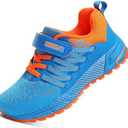 KUBUA Kids Sneakers for Boys Girls Running Tennis Shoes Lightweight Breathable Sport Athletic (Blue Orange a, 2 Big Kid)