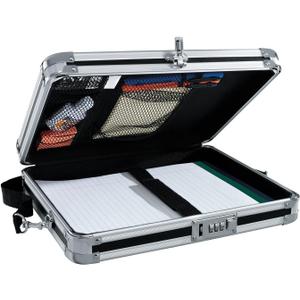 Vaultz Locking Clipboard with Storage - Heavy Duty Metal Clip Board Box Holds 8.5" x 11" Letter-Size Paper or Tablet Device - Combination Lock, Black