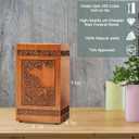 Deer Carving Wood Urns for Human Ashes Adult Man - 250 Cubic Inch Cremation Urn Box for Ashes Adult Male, Funeral Memorial Decorative Urn with Satin Bag