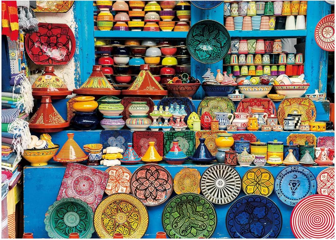 BenBen 1000 Piece Jigsaw Puzzle for Adults, Moroccan Pottery, Jigsaw Puzzle with Letters on Back, Challenging Puzzle for Game Night Home Dcor