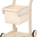 OOOK Baby Push Walker Doll Stroller, Wooden Baby Walker for Girls and Boys, Kids Shopping Cart for Toddlers, Kids Stand Learning Walker with 4 Wheels