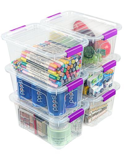 EOENVIVS Clear Storage Bins with Lids Only5Pack, 7 Qt Stackable Storage Containers with Buckle Lock, Durable Plastic Containers & Storage Box Organizer for Pantry, Bathroom, Closet & Office Use