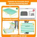 everfront Dog Elevated Bed Foldable Portable Raised Bed Camping cot Outdoor Summer Dog Bed (Large, GreenStripes-Oxford Fabric)