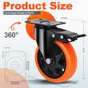 QNCZ Caster Wheels, 5 Inch Heavy Duty Casters Set of 4, Silent Industrial Casters Load 2600lbs, Swivel Casters for Furniture, Workbench and Cart Wheels