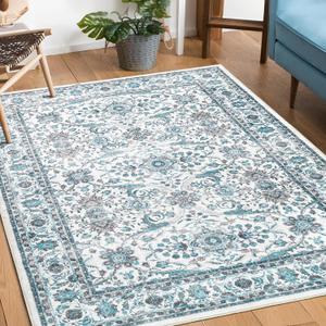 4x6 Area Rugs Washable Boho Rug, Non Slip Carpet for Living Room, Boho Vintage Design Rug, Foldable Soft Low-Pile Rug, Blue/Floral (6' x 4' (Rectangular))