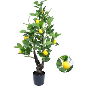 36" Artificial Lemon Tree with 10 Hand-Attached Fruits - Realistic Silk-Touch Foliage, Multi-Branch Design, Perfect for Home & Office Decor, Housewarming Gifts