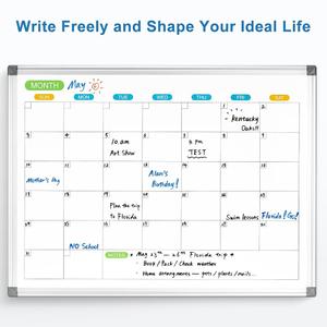 Calendar Whiteboard 60x90 cm Monthly Planner Dry Erase Magnetic
Double Sided, Wall Mount, Aluminum Frame, Complete Kit, Office Home School, Schedule Organizer, Planning Board Display