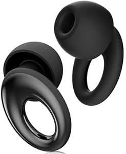 Ear Plugs for Sleeping Noise Cancelling, Concert Ear Plugs with 30dB Noise Reduction, Reusable Silicone Earplugs for Sleep, Travel, Work, Study, Comfortable Fit with 4 Sizes and Carrying Case (Black)