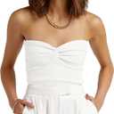 Womens Strapless Crop Top Sexy Sweetheart Neck Ribbed Knit Twisted Knot Front Sleeveless Y2K CamisoleTanks Top (S)