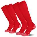 CS CELERSPORT 2 Pack Baseball Softball Socks Over the Calf Sports Tube Socks for Youth Men and Women Large Red L