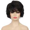 Kaneles Short Black Curly Wavy Wigs for Women Natural Looking Synthetic Halloween Hair Wig