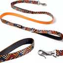 PawPawify Heavy Duty Long Nylon Dog Leash with Two Padded Handles [5 ft] - Automatic Lock Collar Clasp and Comfortable Traffic Control Handle - Patterned Pet Lead for Breeds