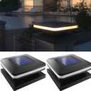 Sunco Solar Post Lights, Outdoor Dusk to Dawn Black Square Solar Powered Landscape Lights for Yard Garden Lawn, 2W, 120 LM, 2CCT: 2700K, 4000K, 2 Brightness Levels: Low 50%, High 100% 2 Pack
