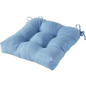 20x20 Square Tufted Outdoor Seat Cushion, Reversible Patio Chair Cushion with Ties, Durable Polyester Fabric, Eco-Friendly Recycled Fill, Weather-Resistant – Denim, Single