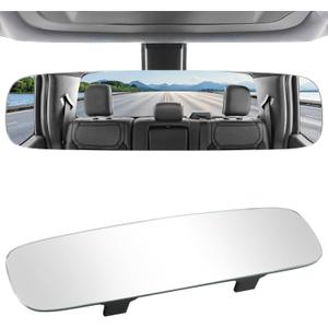 LivTee Frameless Rear View Mirror, Universal 11.81'' (300mm), Wide Angle Panoramic Convex Rearview Mirror, Clip-on to Original to Eliminate Blind Spot for Cars SUV Trucks, 11.81 x 3.23 inches