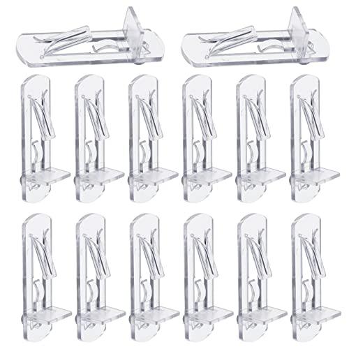 Rierdge 20 Pcs Plastic Locking Shelf Pins 5mm, 3/4” Clear Plastic Locking Shelf Support Peg Clips for 4.5-5mm Diameter Peg Hole & Slightly Larger Than 20-21mm Cabinet Shelves