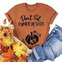 Don't Eat Pumpkin Seeds T Shirt Women Funny Halloween Maternity Pregnancy Shirt Fall Pumpkin Graphic Casual Tee Tops (Small)