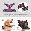 PHOEPET No Pull Dog Harnesses for Small Dogs Reflective Adjustable Front Clip Vest with Handle 2 Metal Rings 3 Buckles [Easy to Put on & Take Off](S, Pink)