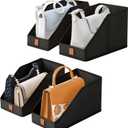 DIMJ Closet Organizers for Purses and Bag Storage, Small Storage Bins Foldable, Storage Baskets for Shelves, Wardrobe, Bedroom, Office - Fabric Cube Storage 4 Pack(Black, 5.9 x 11.8 x 6.7 in)