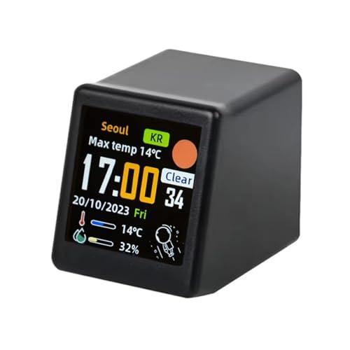 Smart Weather Station Mini WiFi Desktop Clock Weather Digital Clock Station with IPS LCD Screen Gadget for Decoration