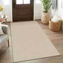 KOZYFLY Rugs for Entryway 3x5 ft Washable Area Rug Non Slip Rubber Backed Entry Rug Woven Indoor Door Mat Cotton Kitchen Rugs Floor Carpet for Entryway, Foyer, Backdoor, Ivory/Khaki