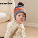 LMLALML Boys Winter Hat Earflap Knitted Beanie for Kids Warm Fleece Lined Thicken Hat for Baby (3-5T, Orange)