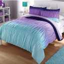 Heritage Kids Ombre Ruched 3 Piece Comforter Set, Full, Blue and Purple