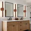 Modern Bathroom Light Fixtures Over Mirror, 24 Inch Brown Wood Finish Vanity Light Bar 20W Dimmable 5CCT LED Vanity Lights for Bathroom Wall Lighting Fixtures Over Mirror