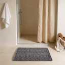 Sunfly Bath Rugs, Extra Soft Absorbent Waffle Bath Mat Quick Dry & Washable, Grey Bathroom Rug for Shower Floor with Boho Decor, 16"x24" Grey