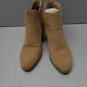 mysoft Women's Ankle Boots V Cut Side Elastic Panel Stacked Chunky Heel Booties with Side Zipper, Size 8.5