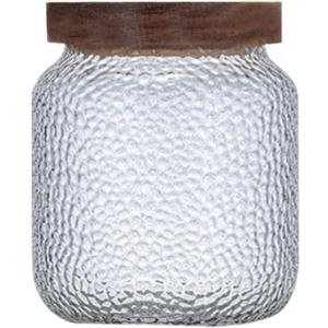 Viovian 16 oz Glass Coffee Nuts Canister Vintage Glass Storage Jars with Wooden Lids Clear Decorative Jar for Food Kitchen Coffee Tea Sugar Cookie Candy Counter Pantry 500ML