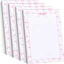 Thenshop 100 Sheets Coquette Bow Note Paper Coquette Preppy Pink Bow Writing Paper Notes Pads Coquette Stuff Planner Pink Journaling Notebook Coquette School Supplies for Women Bow Themed Party Favors