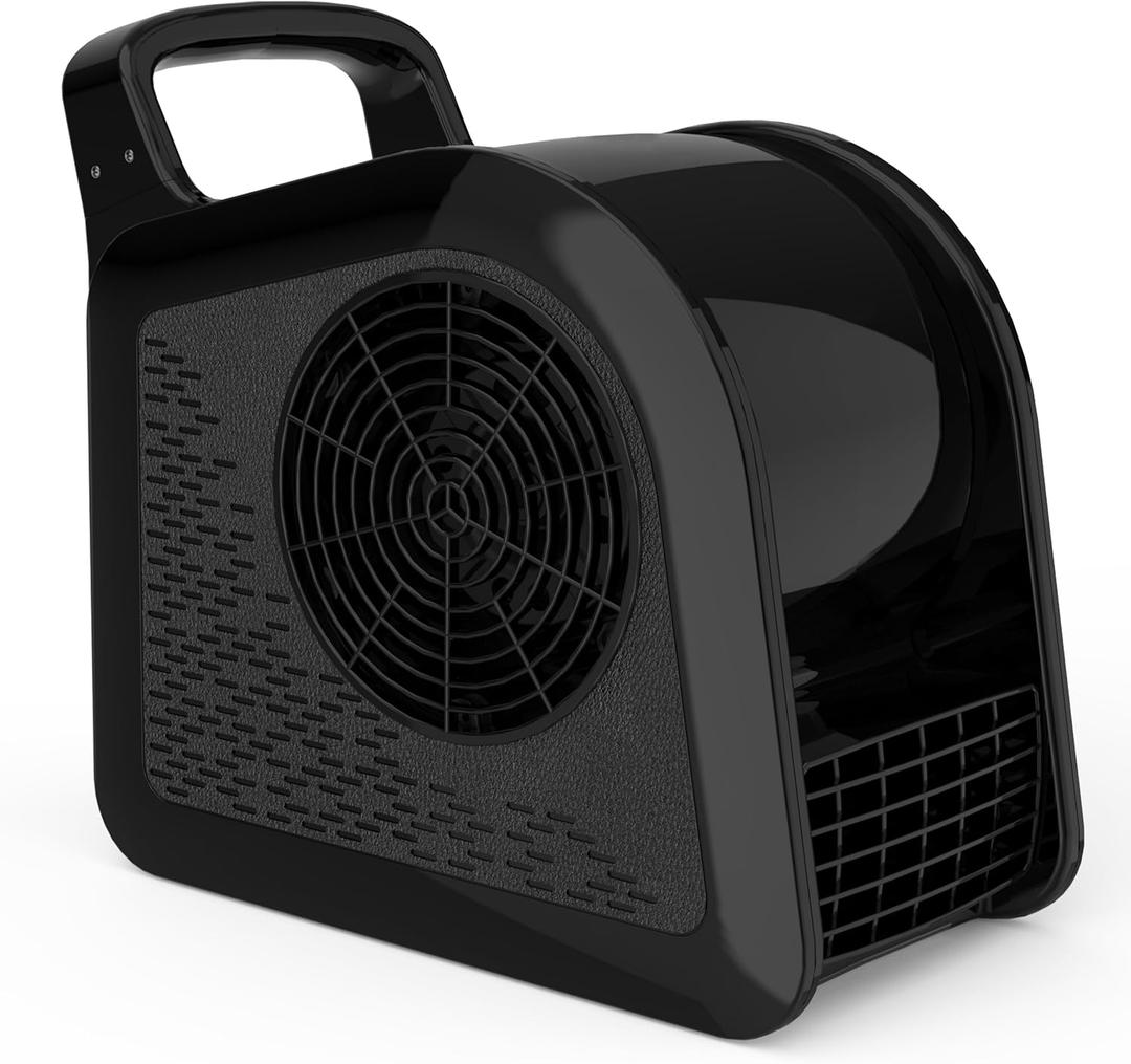 Portable Blower Fan for Home: High Velocity Floor Fans for Cooling and Drying - Air Mover with 185 Rotating for Bedroom, Garage, Shop and Gym, 3 Speeds Utility Fan with 2 AC Outlets, Black