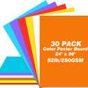 24 x 36 Large Poster Board, 30 Sheets Color Poster Boards, 6 Assorted Double-Sided Color Cardstock Paper, 92lb/250GSM Thickness Colored Poster Board Paper, for School Project, Crafts Etc