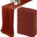 12 Pack 10Ft Cheesecloth Boho Gauze Table Runner - 35x120 Inch Rustic Cheese Cloth Long Romantic Table Runner for Wedding Bridal Shower Birthday Party Decor (Terracotta)
