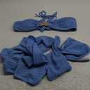 EHSUYAB Sexy Womens Starfish 3 Piece Bikini Set, Textured Halter Bandeau Swimsuit Cover Up Skirt, Bathing Suit Beach Outfits Sky Blue X-Large