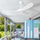 72 inch Ceiling Fans Without Lights, White 72" Ceiling Fan No Light, Damp Rated 3 Blade Wood Ceiling Fan, High CFM Quiet Large Modern Fan w/h Remote, Propeller Outdoor Ceiling Fans for Patio