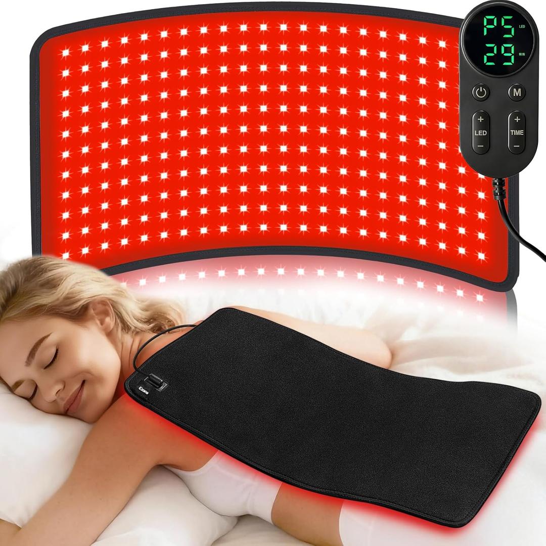Ezona Red Light Therapy Pad for Body Pain, 24 x 12 inch Large Infrared Light Therapy with 660/ 850nm for Back Relief, High-Output 242 LEDs Light with Remote Control for Shoulder Waist Knee Muscle