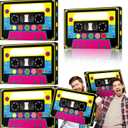 Fuyoooo 4 Pcs 80s 90s Party Favor Boxes 16 x 10 in Large Cassette Player Party Treat Boxes Boom Cassette Tape Hip Hop Decor for Retro 1980s 1990s Christmas Decor Music Neon Birthday Supplies(Classic)
