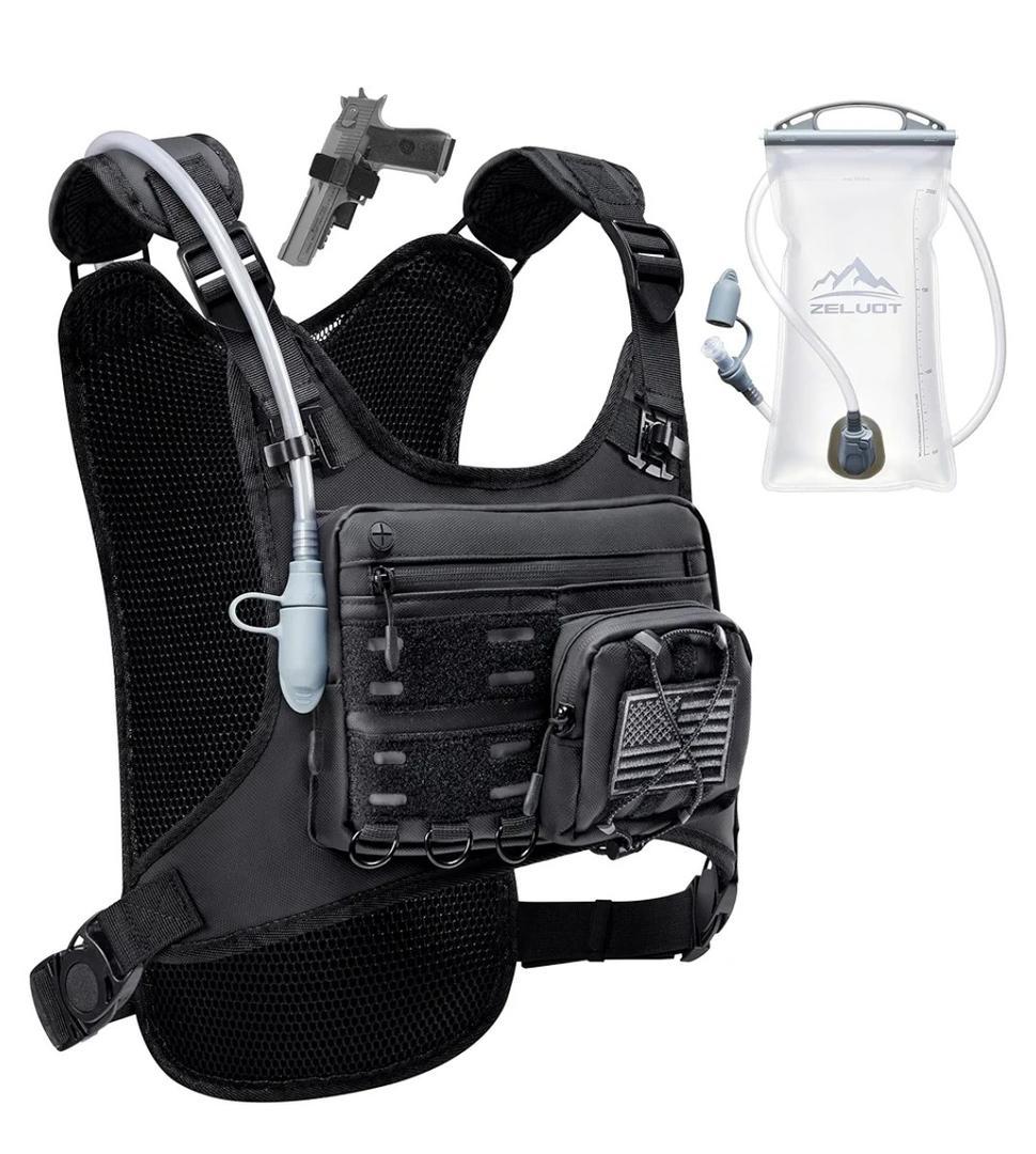 Running Vest with 2L Water Bladder, Hydration Backpack, USA Original Patent, Lightweight Hydration Pack with Gear Holder, Reflective Chest Pack for Men Women for Marathon