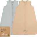 2-Pack Baby Sleep Sacks, Zipper Wearable Blanket - 0.5TOG Organic Cotton, Lightweight, Soft Cozy Infant Sleeping Sack 3-6 months, Easy to Wear Small Newborn Transition Swaddles Sleepsacks (Toasty)