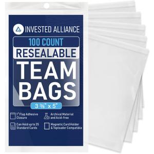 Invested Alliance Resealable Set Team Bags for Trading Cards | Ultra, TCG, Baseball, Sports Card Team Bags Sleeves. Fits Top loaders, Magnetic & Semi Rigid Holders. High Clarity Collectible Sleeves.