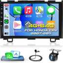 4G+64G Car Radio Stereo for Honda CRV 2007-2011, Wireless CarPlay Android Auto 9 Inch IPS Touch Screen Android 13 GPS Head Unit WiFi Bluetooth DSP Audio USB Dual Mic HD Rear Camera