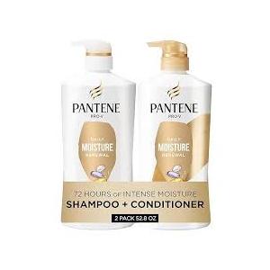 Pantene Shampoo & Conditioner Set, Daily Moisture Renewal  ProV Nutrients for Dry, ColorTreated, Straight to Curly Hair, 72Hour Hydration & Softness, 52.8 Oz Total + Miracle Rescue Shot (0.5 Oz)