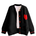 FindThy Women's Cute Cardigan Sweater Kawaii Love Heart Print Y2K Button Knitted Outerwear M Black