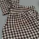 2 Piece Sets For Women Summer Gingham Tank Top Wide Leg Pants Matching Casual Beach Vacation Travel Lounge Sets (Coffee Khaki, Medium)