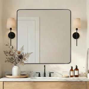 ANDY STAR Black Bathroom Mirrors for Over Sink, 28x36 Inch Matte Black Mirror for Bathroom, Rectangle Metal Vanity Mirror for Wall-Modern Clean Design with Superior Stainless Steel Frame