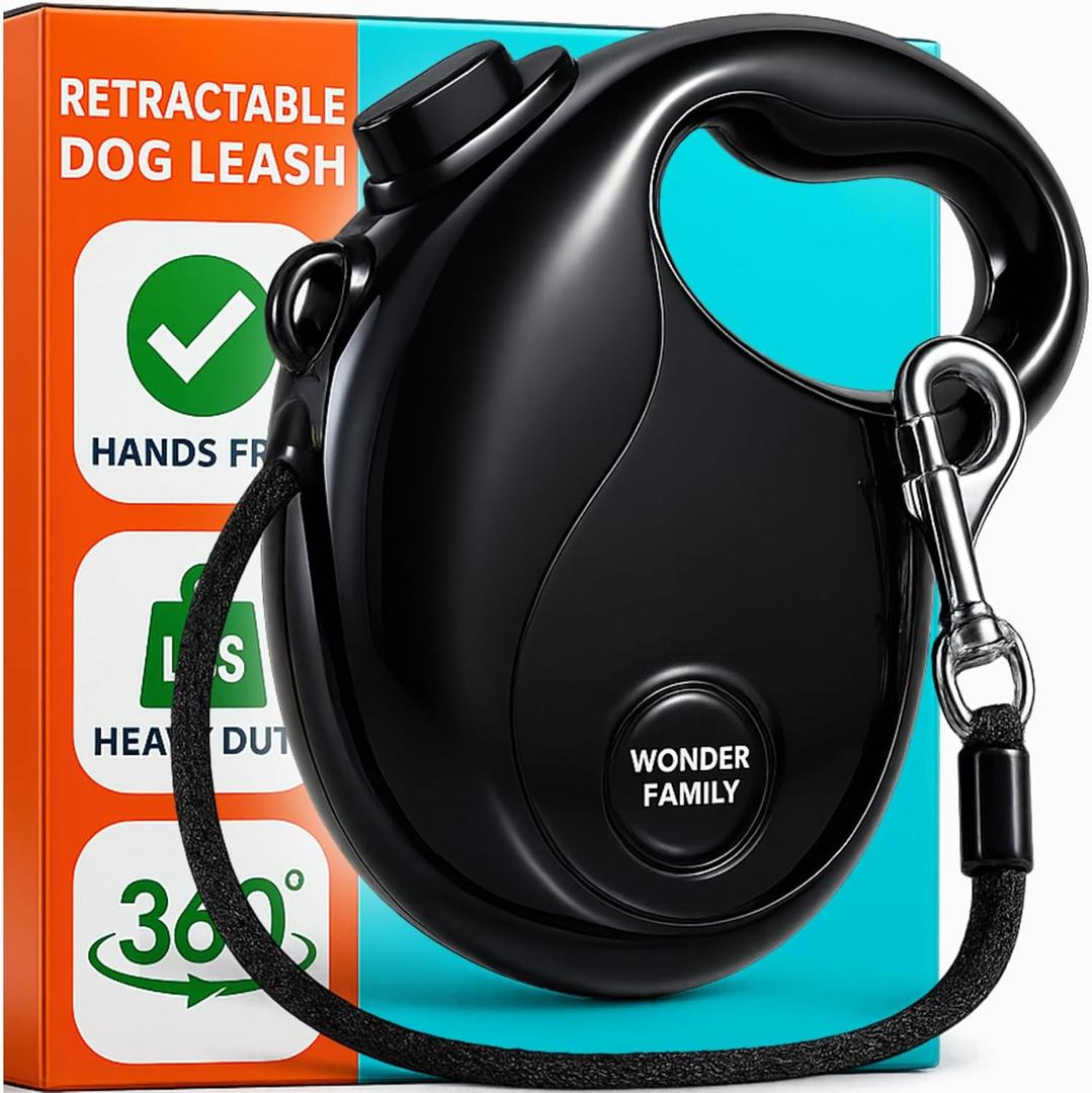 Retractable Dog Leash for Large Dogs up to 110 lbs  17ft Long Hands Free Lead for Dogs  Reflective Heavy Duty Puppy Leash and Waist Dog Leashes for Training, Running, Outside  Correa para Perros